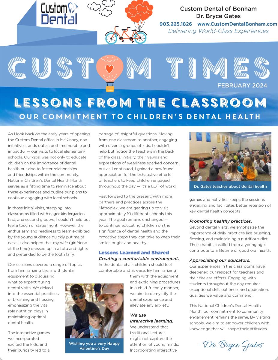 Patient Newsletter Custom Dental of Bonham Bonham TX